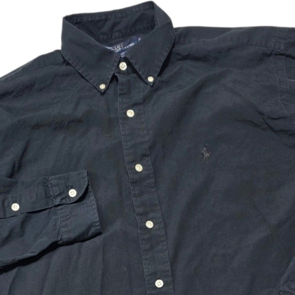 Polo Ralph Lauren Blake Shirt Mens Medium Black Cotton Long Sleeve Button Down
